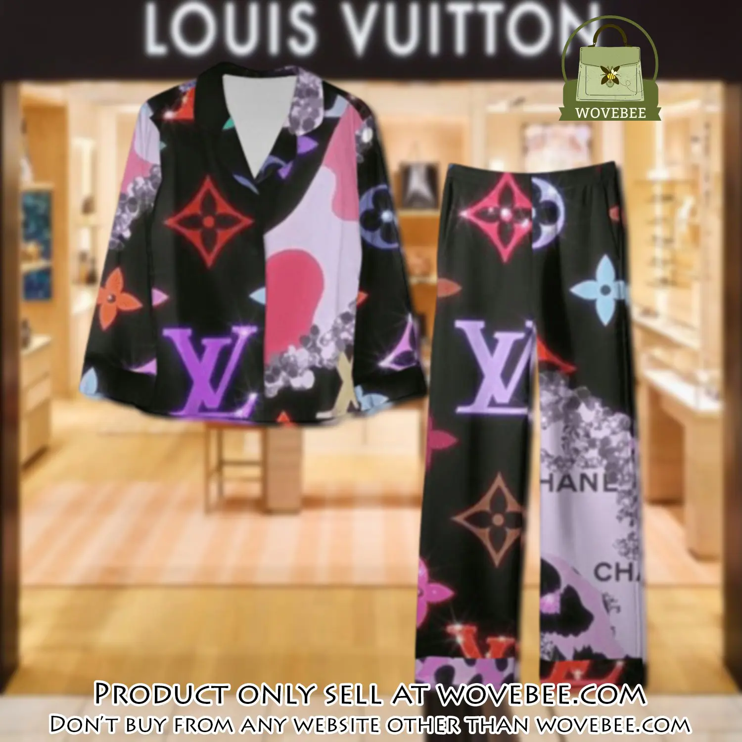 Trending luxury lv satin pajama set pjs1081 wvb1345060